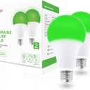 Hooga Migraine Relief Green LED Light Bulb, Light Therapy Bulb, 520nm Narrow Band, 8W, E26 Base. Dimmable. Relieves Migraine Pain, Nausea, Anxiety, Insomnia. May Help Fibromyalgia Pain (2 Pack)