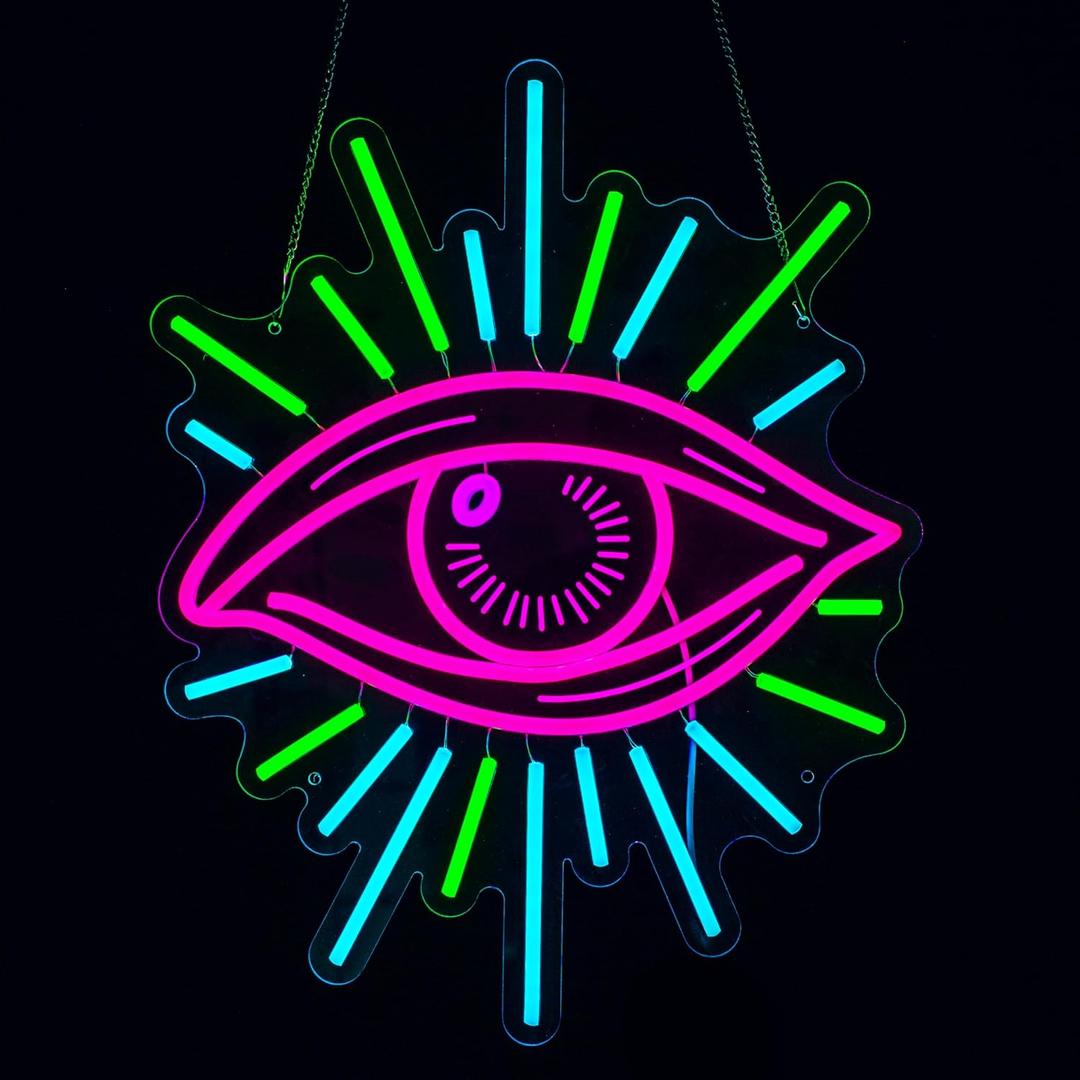 Evil Eye Neon Sign,19.7 Inch Giant Evil Eye Light up Sign - Cool Neon Light Wall Decor for Home Karaoke Bar Restaurant Pub Cafe Salon Game Room, USB Powered (19.7 x 15.7 inches, 1Pack)
