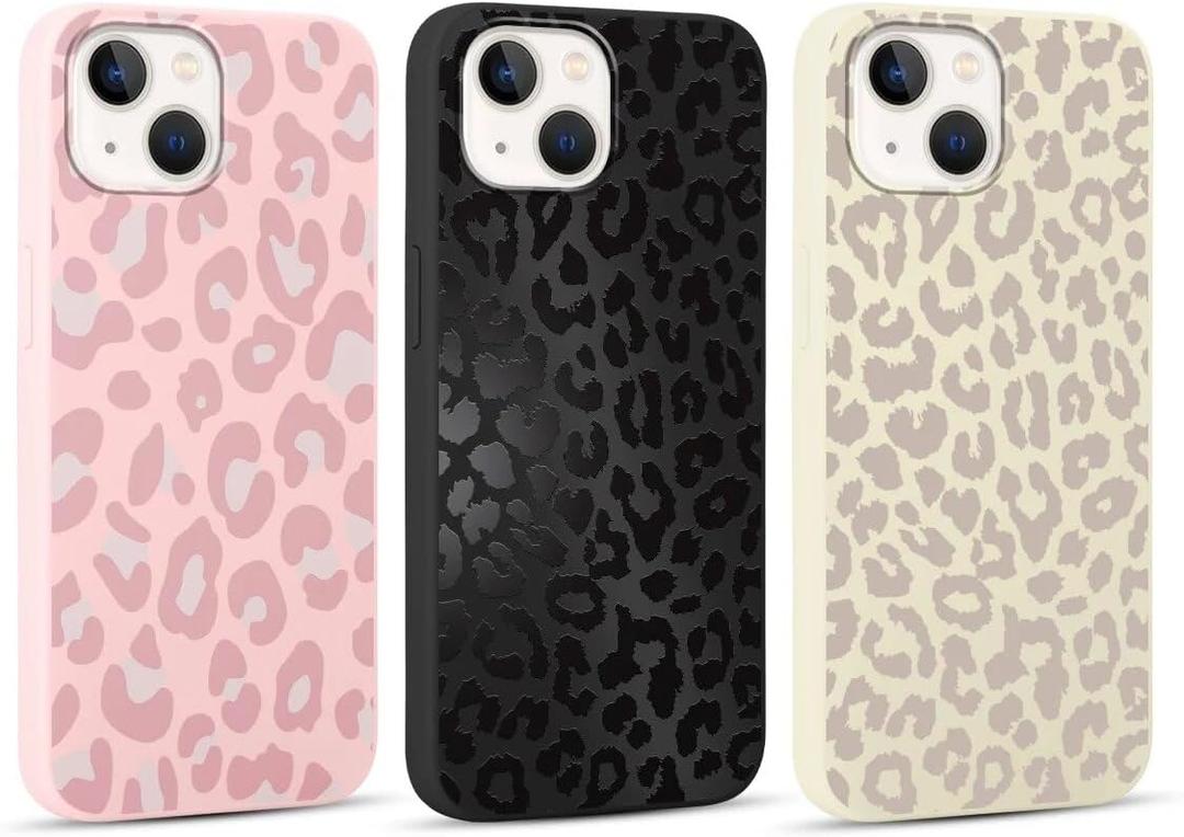 3 Pack Cute Cheetah Print for iPhone 14 Plus 6.7" Phone Case, Leopard Aesthetic Design Cases Soft Silicone Slim TPU Shockproof Protective Fundas for Women Girls
