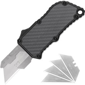 Utility Knife Box Cutter, Pocket Knife, Change Blade Razor Knife, Aluminum Alloy Shell, 5 Extra Blades