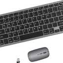 Portable mini Wireless Bluetooth Keyboard and Mouse Combo, Bluetooth 3.0/5.0/2.4G, Multi-Device pc,Laptop,Phone,ipad,Windows,iOS,Android Compatible, Rechargeable,78KEY,11.2inch Length (Gray)