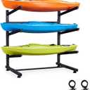 Bonnlo Kayak Storage Rack, Freestanding Kayak Stand for Indoor Outdoor Garage/Backyard/Shed, 165LBS Heavy Duty Adjustable Kayak Holder for Boat Dock, Kayak, Canoe, Surfboard & Paddleboard