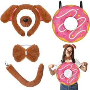 Book Story Character Costume Set Mouse/Dog/Cat/Pig & Cookie/Donut/Cupcake/Pancake Dress up Accessories for Adult