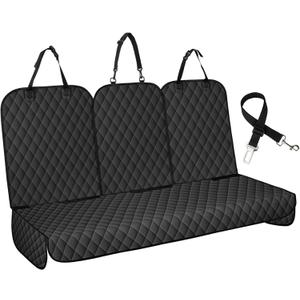 Dog Car Seat Cover for Back Seat - Waterproof, Non-Slip, Pet Bench Seat Covers, with 60/40 Split Bench Fit, Universal Size for Sedans, Trucks & SUVs, Machine Washable, Non-Stick Fur & Durable, S-Black