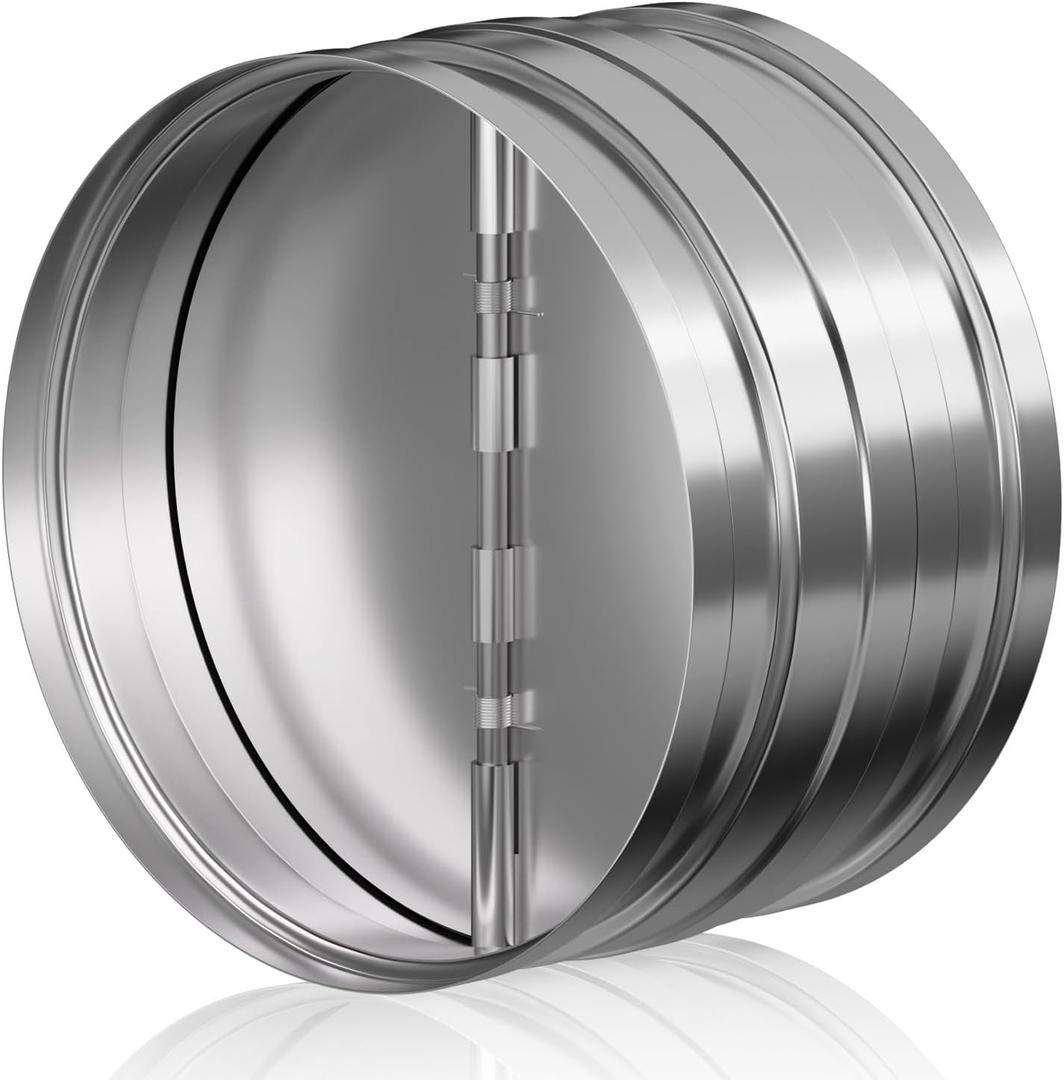 [Upgraded] Hon&Guan 6 Inch Backdraft Damper, One-Way Airflow Duct Damper 6 Inch Ducting Insert Backflow Preventer Duct Draft Blocker (Sliver)