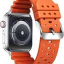 Compatible with Apple Watch Bands 49mm 46mm 45mm 44mm 42mm 41mm 40mm 38mm Silicone Replacement Diver Sport Watch Straps for Series 11/10/9/8/7/6/5/4/3 Ultra/SE 3/2/1 for Men and Women (Orange)