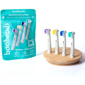Booheads Oraboo Wheat Straw Plant-Based Electric Toothbrush Replacement Heads  Compatible with Oral-B Electric Toothbrush  Eco-Friendly Natural Bristle, BPA-Free Adult Replacement, 4 Pack