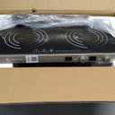 AMZCHEF Double Induction Cooktop with Removable Griddle Pan Non-stick, 1800W 2 burner Portable Induction Stove With Sensor Touch 9 Power Levels, 99 Min Timer, Iron Grey