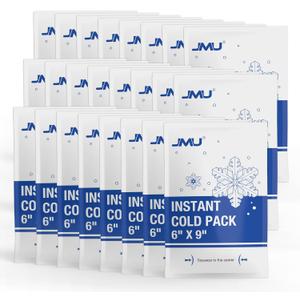 JMU 24 Packs Instant Cold Pack (6" x 9"), Disposable Instant Ice Packs for Injuries, Swelling, Sprains, Toothaches, Athletes & Outdoor Activities