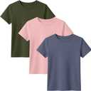 3 Pack Toddler Short Sleeve Tops | Crew Neck, Slim Fit, Summer Tees, Basic, Cute, Casual Tops, for Kids 18M-5T (Blue)