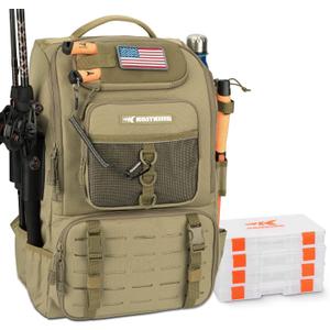 KastKing KarryAll Fishing Tackle Backpack with Rod Holder 4 Tackle Boxes,40/26L Tackle Bag Storage Fishing Gear and Equipment