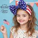 2 Pack 4th of July Baby Girl Bows,Large Double Bows Headband with Star Handmade Stretchy Hairbands for Newborn/Infant bows.or 1-3 Year Kids