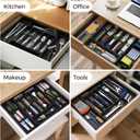 ukeetap Extra Large Expandable Silverware Organizer, BPA-Free Food-Safe Cutlery Flatware Organizer, Kitchen Utensil Drawer Organizer, Adjustable Silverware Holder for Spoons Forks Knives, Black