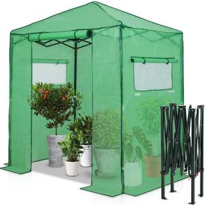 EAGLE PEAK 6x4 Portable Walk-in Greenhouse, Pop-up Indoor Outdoor Garden Green House, Zippered Door and Windows, PE Cover, Green