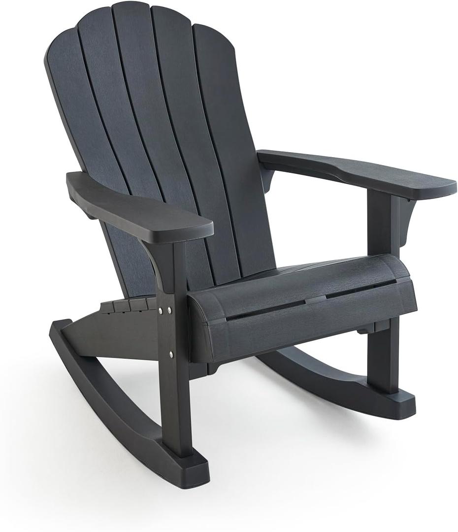 Keter Everest Adirondack Rocker - Graphite, 38 inches x 31.375 inches x 40.5 inches