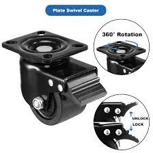 W B D WEIBIDA Plate Swivel Caster Wheels 3-inch Heavy Duty of 4400lbs, Low Gravity Center Design Black Caster Wheels with Brake, Durable & Quiet & Sturdy Nylon Wheels for Industrial, Set of 3