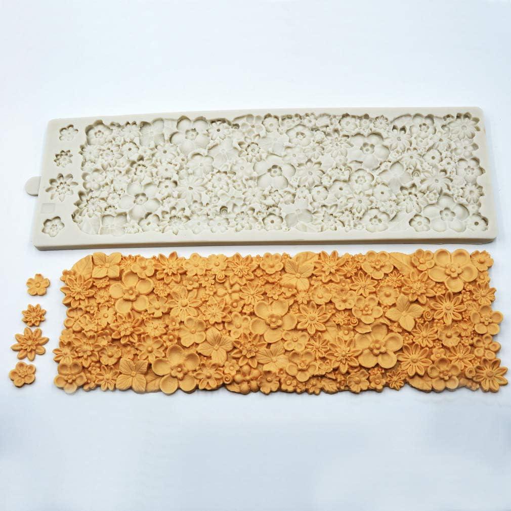 Edible Wedding Floral Flower lace Cake Silicone Embossing Mat Texture Fondant Impression lace mat Decorating Mold Gum Paste Cupcake Topper Icing Candy Imprint Baking Moulds Craft