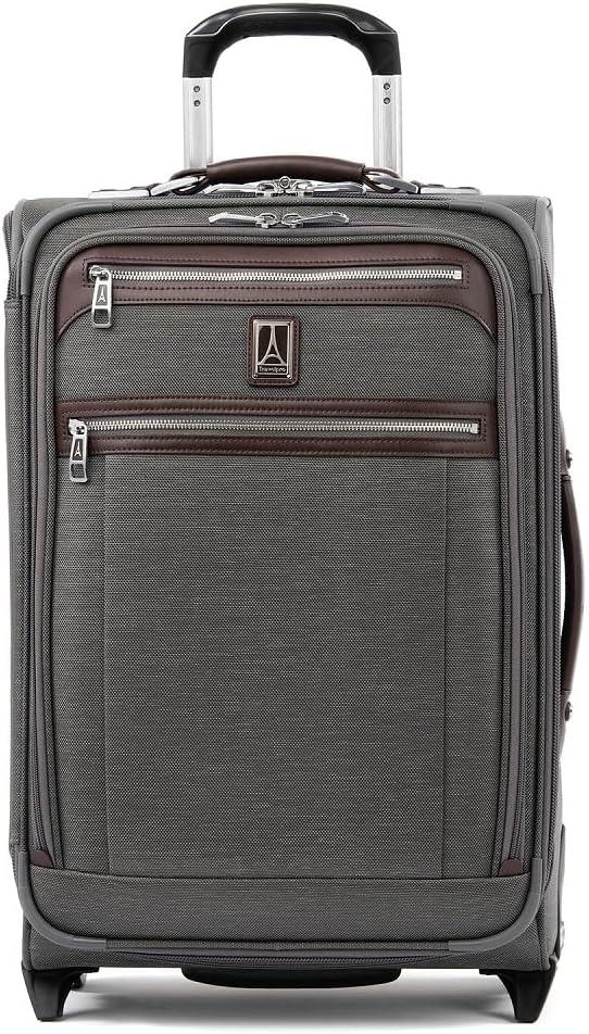 Travelpro Platinum Elite Softside Expandable Carry on Luggage, 2 Wheel Upright Suitcase, USB Port, Men and Women, Vintage Grey, Carry On 22-Inch