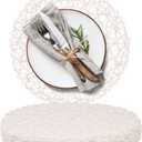 AHHFSMEI Paper Braided Round Placemats Set of 8 Natural Non-slip Heat Resistant Table Mats for Dining Tables Woven indoor & outdoor Place mats(White,8)