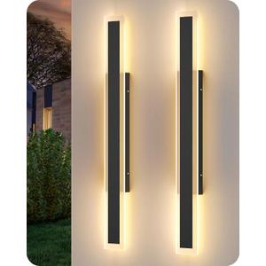 EDISHINE 39.4" LED Outdoor Wall Lights Dimmable, 2 Pack Long Exterior Lighting Fixtures Wall Mount, 3CCT, Linear Modern Outdoor Wall Sconce, IP65 Waterproof Front Porch Light for House 28W 1600LM