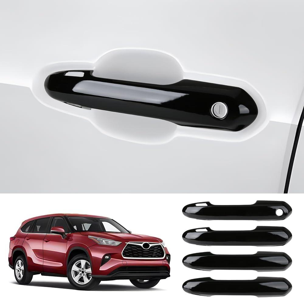 Car Door Handle Cover for Toyota RAV4 2019-2025Highlander 2020-2026Crown 2023-2026 Hybrid Auto Exterior Accessories Handle Protectors Covers Wrap Decoration ABS Gloss Black