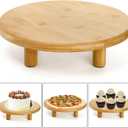 Cididu 12 Inch Bamboo Cake Stand, 3.3''H Round Pedestal Tray, Decorative Display Risers with Legs, Dessert Plate Holder Tray for Birthday Wedding Baby Shower Tea Party Table Display Countertop