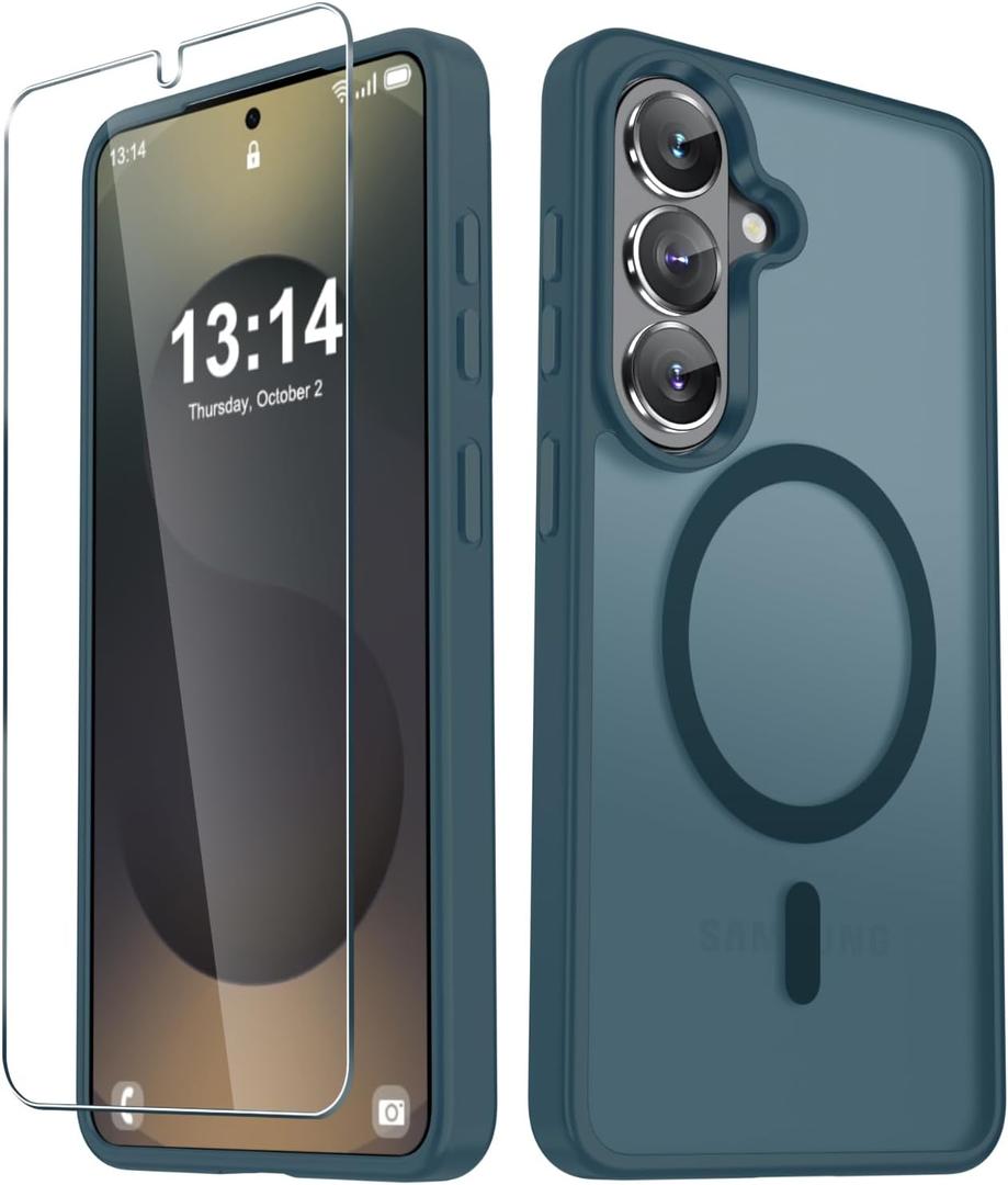 YENAPOON for Samsung Galaxy S26+ Plus Case, Matte Magnetic Phone Cover [with 1 Screen Protector] [Support for MagSafe] [Shockproof Military Grade Protection] Translucent Frosted Back, Lavender Gray