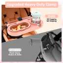 BANGIE Cute Pink Stroller Snack Tray for Girls - Compatible with Uppababy Vista V2, Nuna Mixx, Mockingbird - Aesthetic Attachment with Cup Holder & 3 Detachable Silicone Bowls