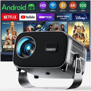 Smart Projector with WIFI and Bluetooth, 800ANSI Native 1080P Portable Projector Built-in Apps, Auto Keystone & Electric Focus Movie Projector for Home Theater, Compatible with IOS/Android/HD