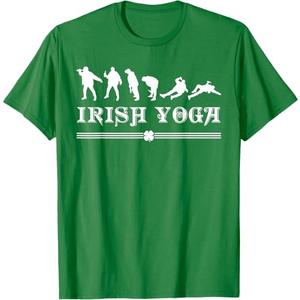 Irish Yoga St Patrick's Day Drinking Team Gift for Drunk Men T-Shirt, Kelly Green. M 
