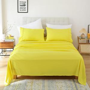 Whitney Home Textile Twin Size Sheet Set - Luxury Soft Comfy Bed Sheets, Breathable Cooling Hotel Bedding for Women, Men, Teens, Extra Deep Pocket, Easy-Fit, Oeko-Tex, Wrinkle Free 3 Piece - Yellow