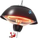 Danluke 1500W Electric Patio Heater, Outdoor Hanging Infrared Heater with Carbon Fiber Heating, Ceiling Mounted Heater for Patio, Porch, Pergola and Deck, Black