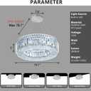 20'' Modern Ring Chandeliers for High Ceiling Luxury Dimmable Crystal Ceiling Light Fixtures for Dining Room Kitchen Foyer Entrance Villa Silver