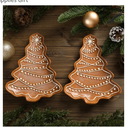 LemonRoad 2 Pcs Christmas Gingerbread Plates Resin Gingerbread Tree Shaped Platter 8 x 5.9 Inch Hand Painted Xmas Tree Snack Fruit Candy Serving Tray for Farmhouse Home Decoration Party Supplies Gift