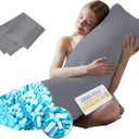 DOWNCOOL Memory Foam Body Pillow Insert with Fiber Cover - Large Full Body Pillows for Adults - Soft Long Bed Pillows for Side Sleepers - 20x54 inch (Grey, with Cover)