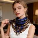 Ciormis 35" Silk Head Scarf for Women, 4 Pcs Satin Hair Scarf Square Silk Bandana Top Neck Scarves Hair Wraps for Sleeping (U1-fashion Leopard-set24)