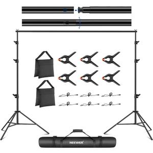 NEEWER 8.5x10ft Adjustable Backdrop Stand Kit, Photography Background Support System with 4 Crossbars, 6 Spring Clamps, 6 Backdrop Clips, 2 Sandbags, and Carrying Bag for Photo Video Party Ceremony