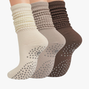 Grip Pilates Socks for Women, Yoga Slouch Socks with Grip for Barre Workout Hospital Long Scrunch Slipper Socks S