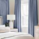 MIULEE Linen Texture Curtains for Bedroom Solid 100% Blackout Thermal Insulated Stone Blue Curtains Grommet Room Darkening Drapes Luxury Decor for Living Room Nursery 52x84 Inch (2 Panels)