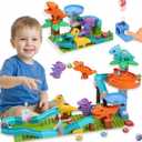 Dinosaur Marble Run Building for Kids: 3 4 5 6 7 8 Years Old Kids Dinosaur Building Blocks Toys - Preschool Montessori Game Compatible with Major Brands for Boys Girls