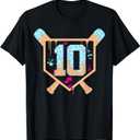 Baseball 10 Year Old Ice Cream Drip 10th Birthday Boy 10 T-Shirt M