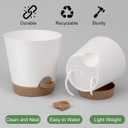YNNICO Indoor Self Watering Planters with Drainage Holes and Saucers, 8, 7, 6.5, 6, 5.5, 5 Inches, White, 6 Pots