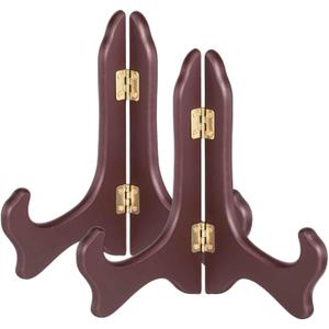MECCANIXITY 2Pcs Wooden Easel Plate Holder, 8" Small Wood Easels Folding Table Display Stand for Decorative Picture Frame Book Artwork Desktop Ornaments, Burgundy