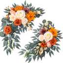 2 Pcs Wedding Arch Decorations - Reusable Artificial Hanging Flowers Floral Swag Greenery Garland for Wedding Welcome Sign Backdrop Bridal Ceremony Reception Backdrop Decoration(Orange)