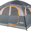 UNP Tents 6 Person Waterproof Windproof Easy Setup,Double Layer Family Camping Tent with 1 Mesh Door & 5 Large Mesh Windows -10'X9'X78in(H) (10 ft x 9ft x 78 inch, gray)