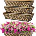 4 Pack 24 Inch Window Boxes Planters for Outdoor Plants Railing Planter Box with Adjustable Brackets for Windowsill Porch Fence Patio Hanging Flower Coco Baskets for Outside Decoration - Black
