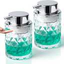 Bathroom Glass Soap Dispenser with Durable Rust-Proof Plastic Liquid Pump (Can't Foam) Hand Lotion Dispenser Anti slip Shampoo Kitchen 10oz 2 Pack