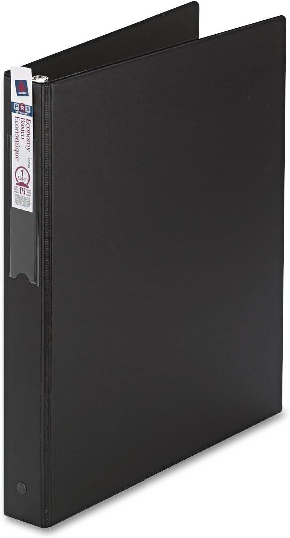 Avery Economy 3 Ring Binder, 1" Round Rings, Label Holder, 1 Black Binder (04301)
