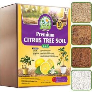 DUSPRO Recycle Citrus Tree Potting Soil Mix for Potted Lemon Tree, Specialized for Oranges, Fruit Tree Indoor Planting Pre-Mixed 4-in-1 Ready to Use (10 Quarts)