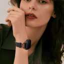 Sleek Elegant Magnetic Strap Compatible with Apple Watch Band 41/40/38/42/44/45/46/49mm for Women Stainless Steel Strap with X-Shaped Clasp for iWatch 10/9/8/7/6/5/4/3/2/1/Ultra(1/2) (Black)